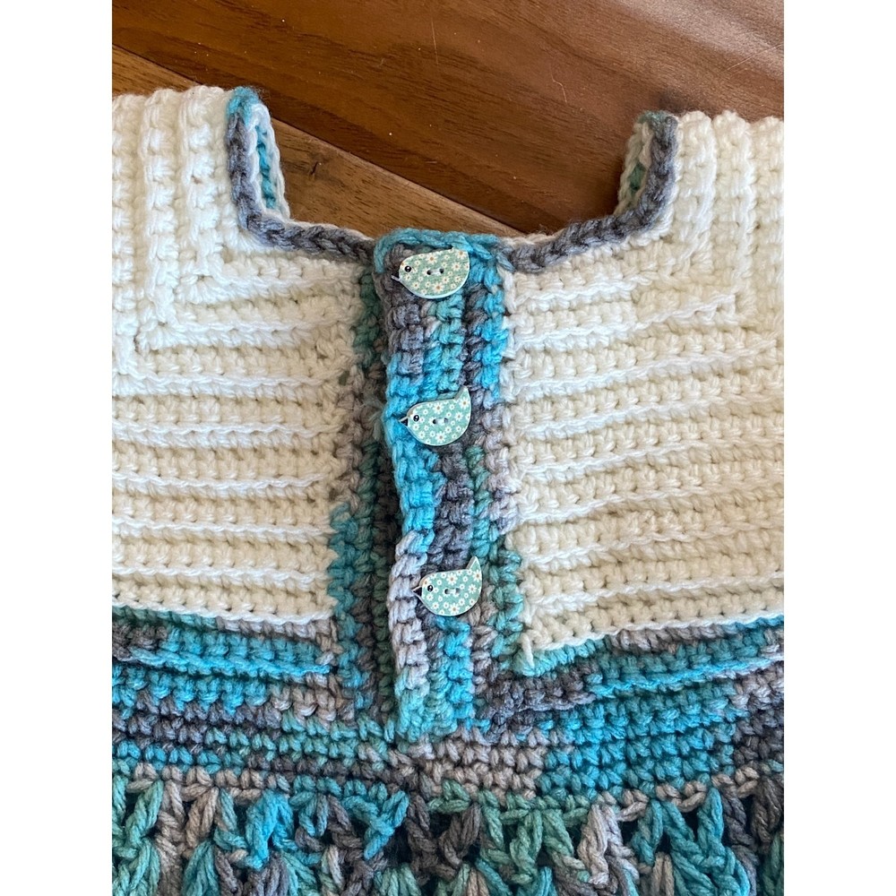 Blue Crochet Dress for Toddlers. Handmade, one of a kind. Excellent condition. - Picture 8 of 16